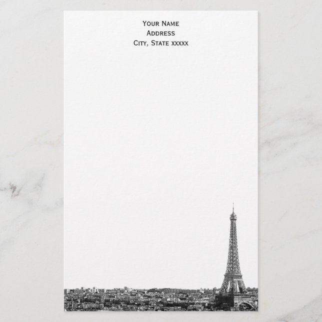 Paris Skyline Etched 01 Stationery Briefpapier (Vorderseite)