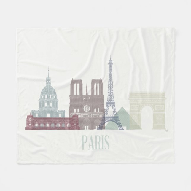Paris Skyline Fleecedecke (Vorderseite (Horizontal))