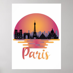 Paris-Skyline - Frankreich-Reise Poster