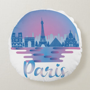 Paris Skyline - Frankreich Reisen Rundes Kissen