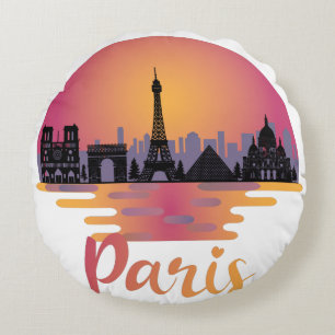 Paris Skyline - Frankreich Reisen Rundes Kissen