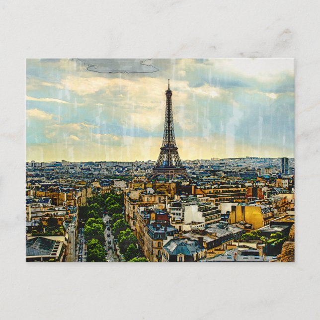 Paris Skyline mit Eiffelturm Postkarte (Vorderseite)