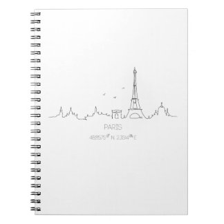 Paris Skyline mit Koordinaten Notizheft Notizblock
