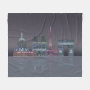 Paris-Skyline-Nachtreflexionen Fleecedecke