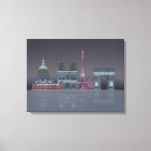 Paris-Skyline-Nachtreflexionen Leinwanddruck