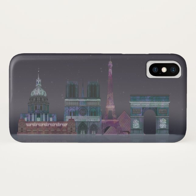 Paris Skyline Nachts Reflektionen Case-Mate iPhone Hülle (Rückseite (Horizontal))