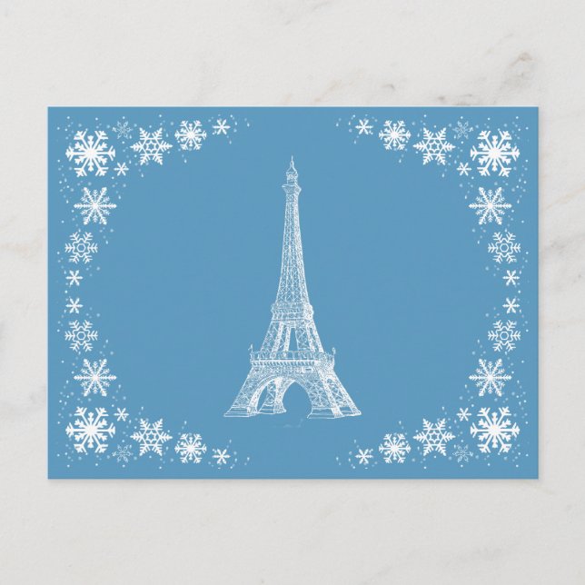 Paris Snow French Postcard Postkarte (Vorderseite)