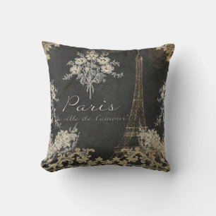 Paris-Stadt der Liebe-Eiffel-Turm-Tafel mit Blumen Kissen