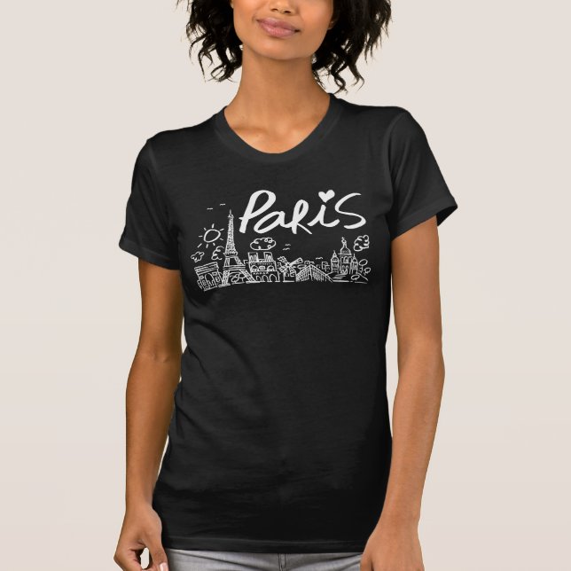 Paris-Stadt-Gekritzel T-Shirt (Vorderseite)