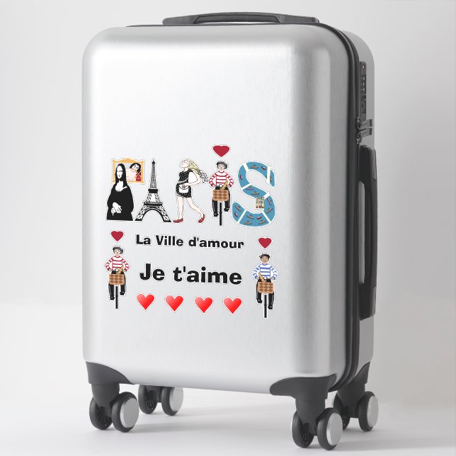 Paris Stadt Liebe I Liebe Sie Aufkleber (Koffer)