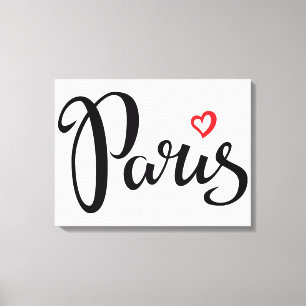 Paris-Stickerei mit Herz Leinwanddruck