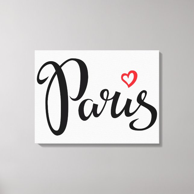 Paris-Stickerei mit Herz Leinwanddruck (Vorderseite)
