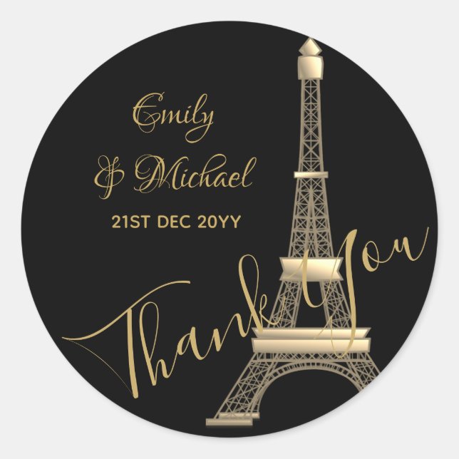 Paris Stickers - eleganter Black Gold-Chic (Vorderseite)