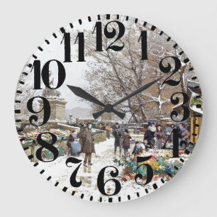 Paris-Straßen-Szenen-Kunst-große Zahl-Wanduhr Große Wanduhr