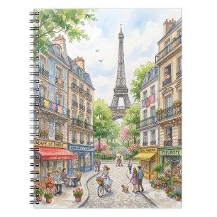 Paris-Straßen-Wasserfarbenposter, Eiffelturm-Wand Notizblock