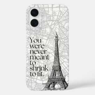 Paris-Straßenkarte und Eiffel-Turm-Zitat-Wandkunst iPhone 16 Hülle