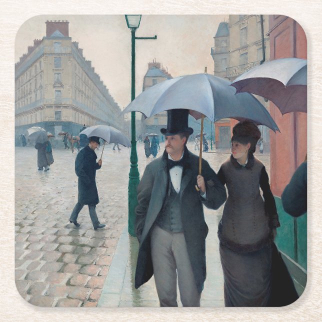 Paris Street Rainy Day by Gustave Caillebotte Rechteckiger Pappuntersetzer (Vorderseite)