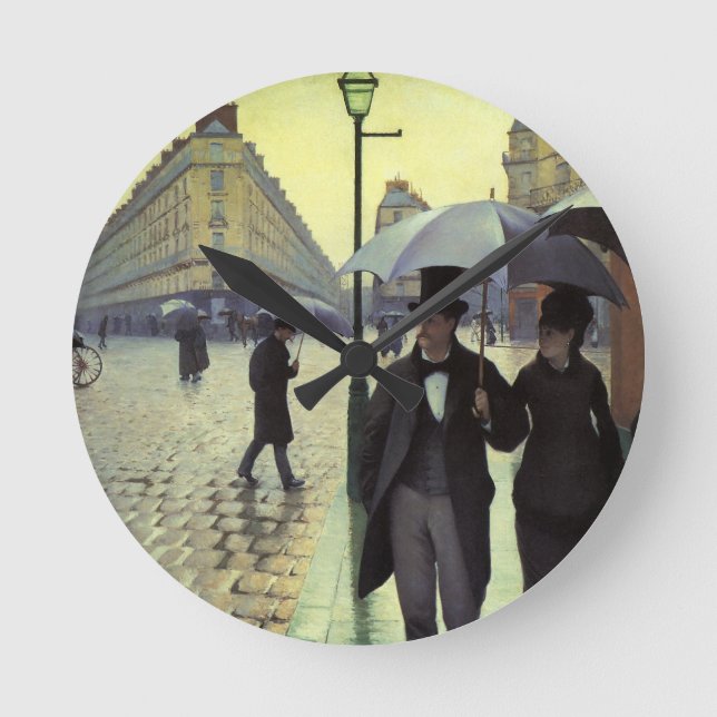 Paris Street Rainy Day by Gustave Caillebotte Runde Wanduhr (Vorderseite)