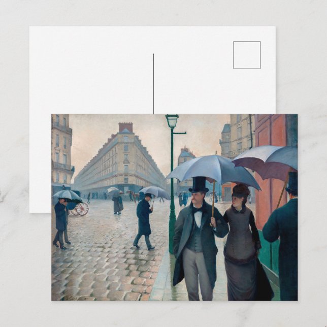 Paris Street Rainy Day | Gustave Caillebotte | Postkarte (Vorne/Hinten)