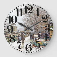 Paris Street Scène Art Grand Nombre Horloge Mur