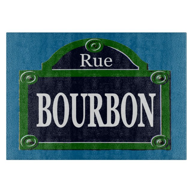 Paris Street Sign Rue Bourbon Tischset Schneidebrett (Vorderseite)