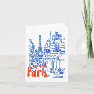 Paris Street Sketch Art Karte
