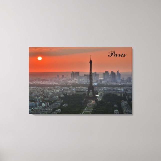 Paris Sunset Eiffel Tower France Foto Leinwanddruck (Vorderseite)