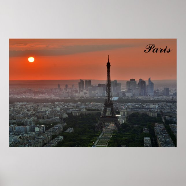 Paris Sunset Eiffel Tower France Foto Poster (Vorne)
