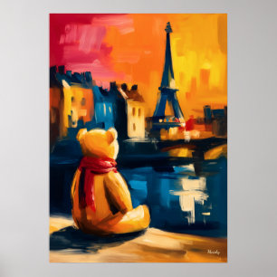 Paris-Teddy-Fauvist-Eiffelturm-Sonnenuntergang-Dru Poster