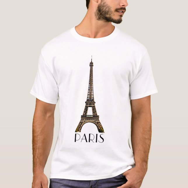 Paris Text mit Eiffelturm-T - Shirt (Vorderseite)