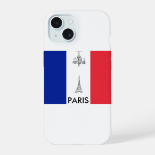 Paris Thema Eiffelturm Frankreichflagge iPhone 15 Hülle