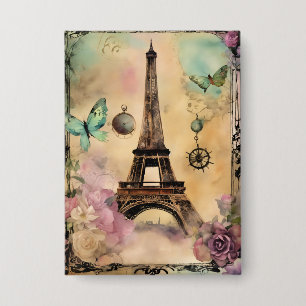 Paris Thema Knopf farbenfroh Button