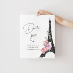 Paris Thema schwarz rosa Eiffelturm Datum jar Poster<br><div class="desc">Ideen für tropische Datteltage. Rosa Streifen Date Jar Poster Matching Elemente verfügbar.</div>
