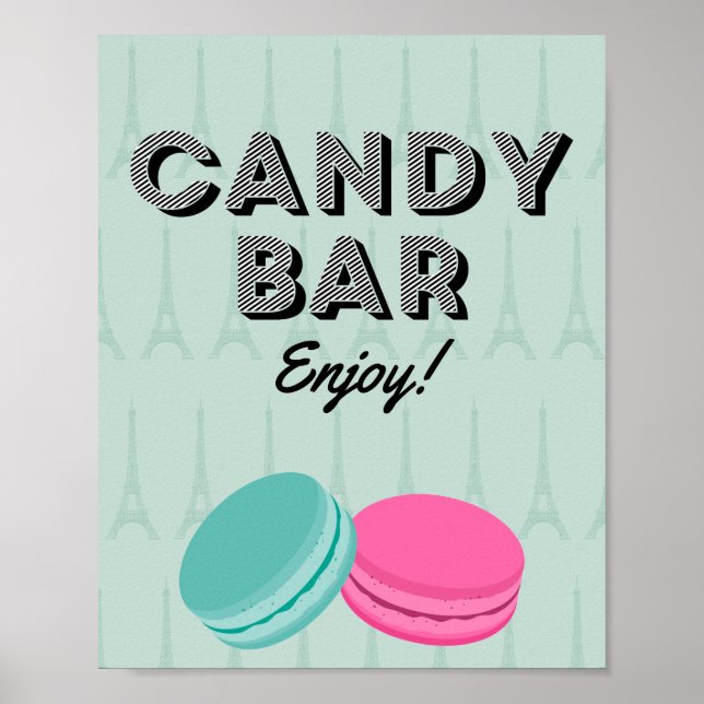 Paris Theme Birthday Candy Bar Poster Sign (Vorne)