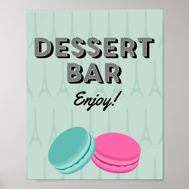 Paris Theme Birthday Dessert Bar Poster Sign (Vorne)