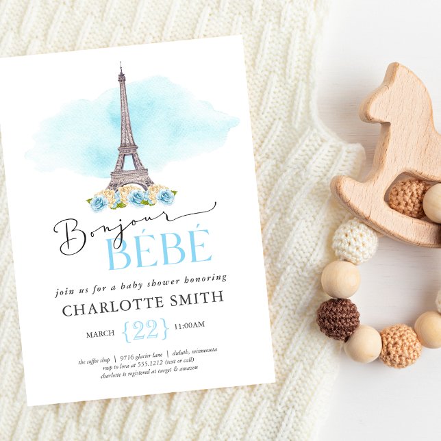 Paris Thème Bonjour Bébé Baby shower Invitation (Créateur téléchargé)