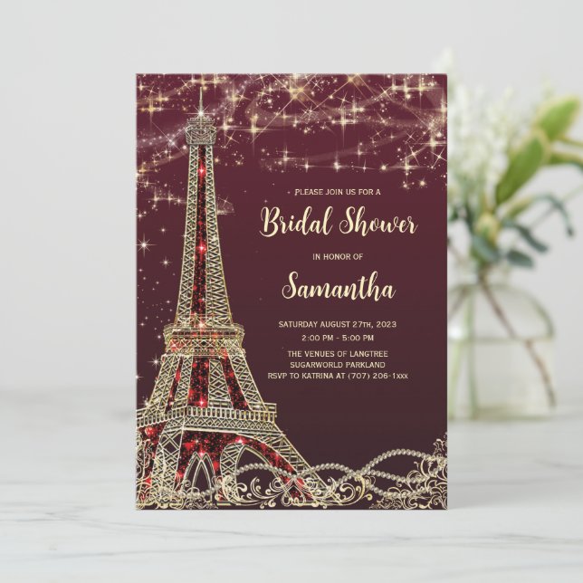 Paris Theme Bridal Dusche Einladungen (Stehend Vorderseite)