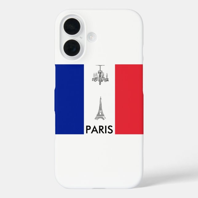 Paris Theme French Flag iPhone 16 Hülle (Rückseite)