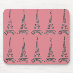 Paris Theme Pink Französisch Eiffel Tower Mouse Pa Mousepad