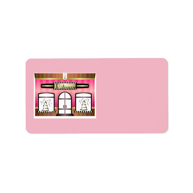 Paris Theme Pink French Patisserie Adressaufkleber (Vorne)