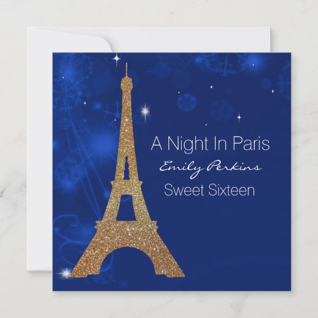 Paris Themed Elegante 16 . Geburtstag Einladung (Vorderseite)
