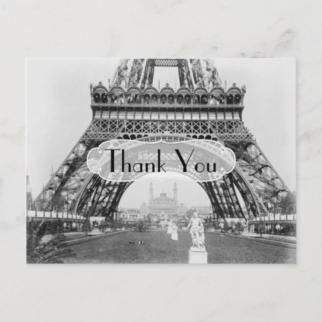 Paris Themed Vielen Dank Postkarte (Vorderseite)