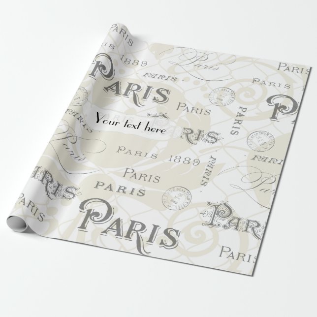Paris Themed Wedding Vintag anpassbar Geschenkpapier (Ungerollt)