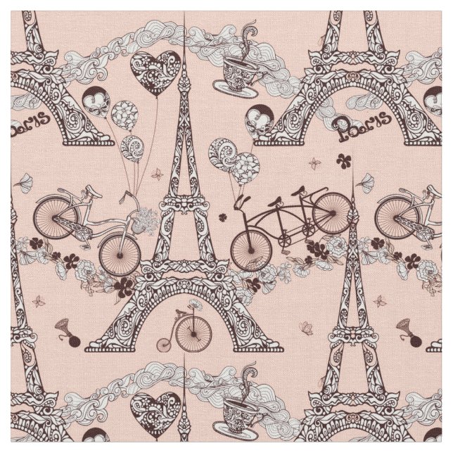 Paris Themenstoff - Vintag Stoff (Nahaufnahme)