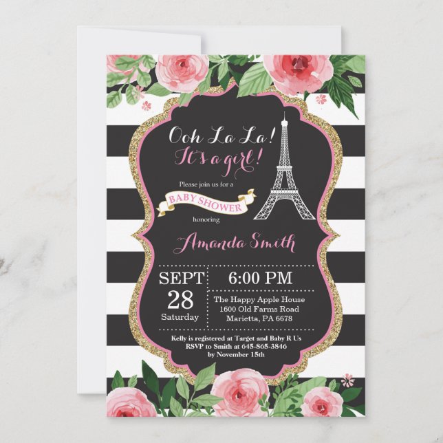 Paris Tour Eiffel Baby shower Invitation (Devant)