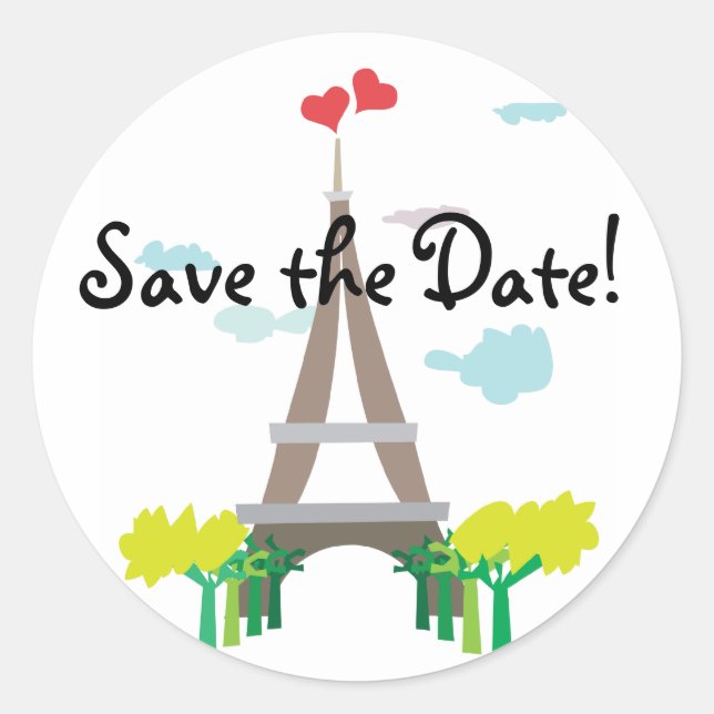 Paris Tour Eiffel Économisez Stickers Date (Devant)
