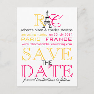 Paris Tour Eiffel Enregistrer la date Cartes posta