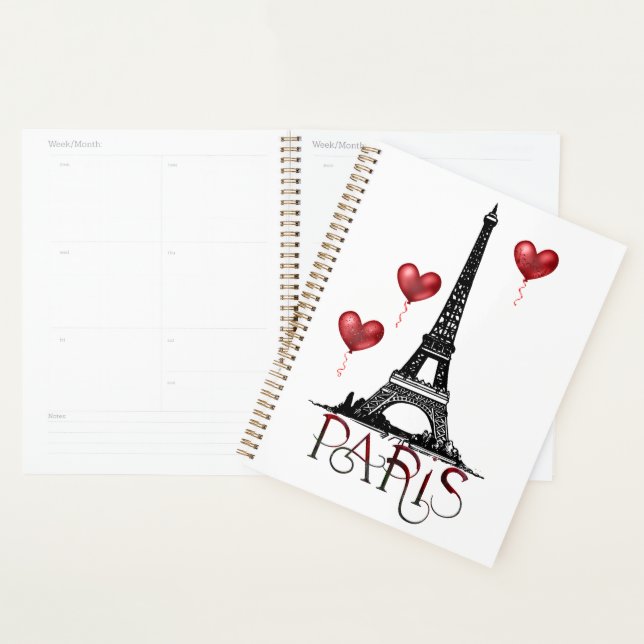Paris, Tour Eiffel et Ballons du Coeur Rouge (Devant avec enveloppe)
