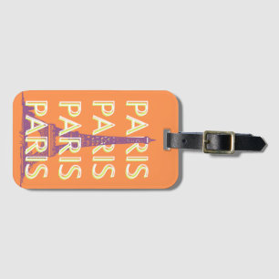 Paris, Travel Art, Retro Travel Art, Orange Gepäckanhänger