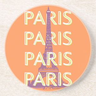 Paris, Travel Art, Retro Travel Art, Orange Getränkeuntersetzer